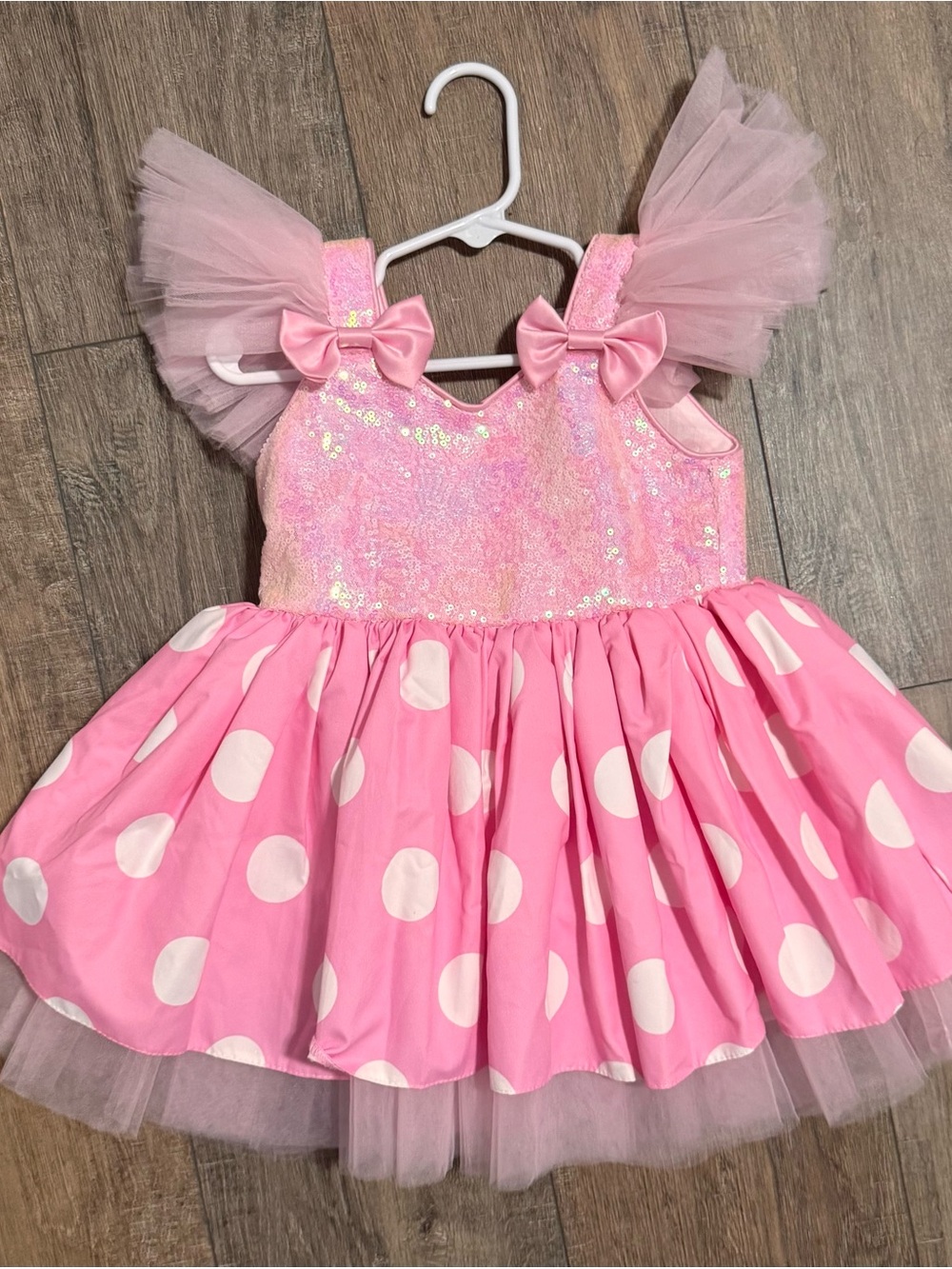 Pink Polka Dot Tulle Kids Costume Dress